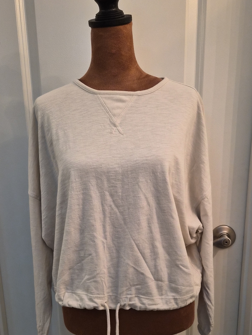 DKNY Cream Drawstring-Hem Pullover Sweatshirt.Size S